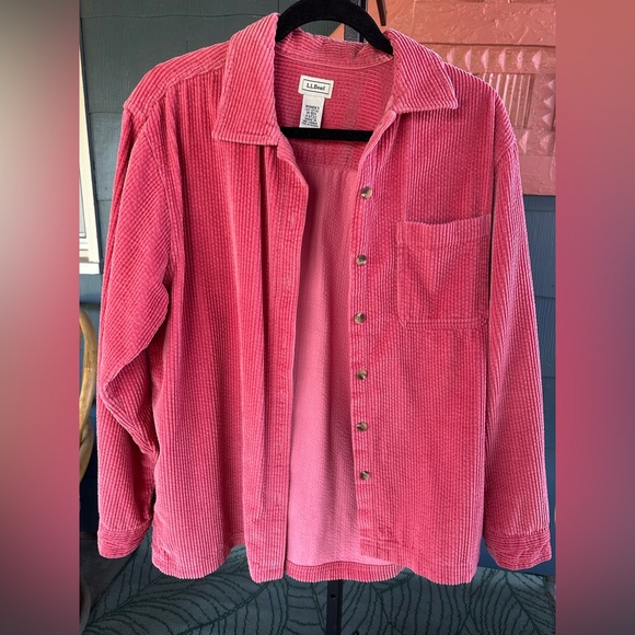 Women’s Size Medium LL Bean 100% Cotton Wale Corduroy Pink Shirt - Picture 1 of 4